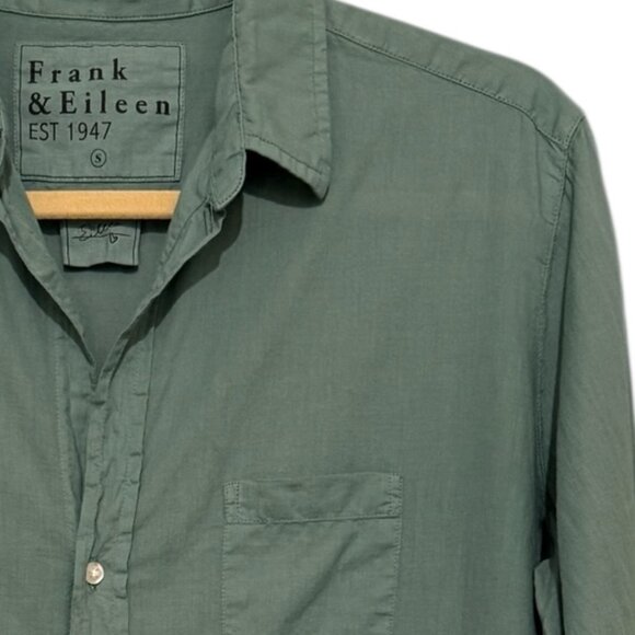 Frank & Eileen Olive Green Barry Tailored Button Up Shirt Small Army Minimal - Picture 2 of 7